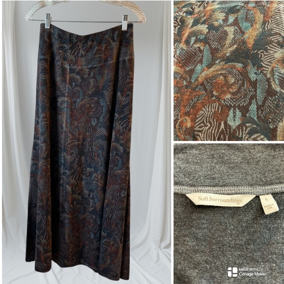 Soft Surroundings Women's Brown Patterned Skirt - Picture 1 of 5